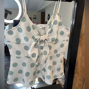 Polka Dot Tie-Front Cami Top